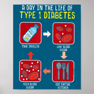 Grappige Diabetische Type 1 Levenscyclus Grappige Poster