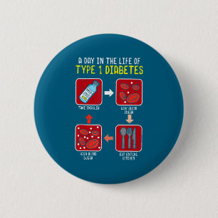Grappige Diabetische Type 1 Levenscyclus Grappige  Ronde Button 5,7 Cm