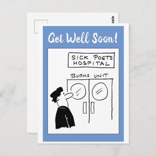 Grappige Dichter Ziekenhuis Cartoon Briefkaart (Voorkant / Achterkant)