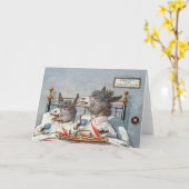 Grappige  Dier Kaart - Ezels in bed (Gele Bloem)