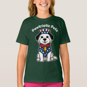 Grappige dier Pawtriotische huisdieren Hond Kat La T-shirt