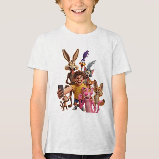 Grappige dier-selfiesquadron-cartoonontwerp Tri-Blend shirt (Voorkant)
