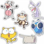 Grappige dier vinyl sticker set grappige cartoons (Voorkant)