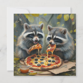 Grappige dieren die een pizza eten, grappige cadea kaart