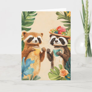 Grappige dieren exotische bloemen feestdagen kaart