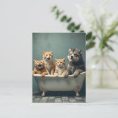 Grappige dieren in bad briefkaart (Staand voorkant)