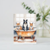 Grappige dieren in bad briefkaart (Staand voorkant)