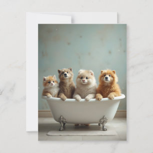 Grappige dieren in bad briefkaart