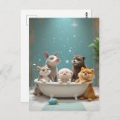Grappige dieren in bad briefkaart (Voorkant / Achterkant)