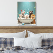 Grappige dieren in bad canvas afdruk (Insitu (Slaapkamer))
