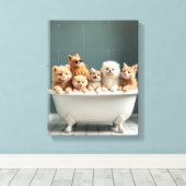Grappige dieren in bad canvas afdruk (Insitu (Houten vloer))