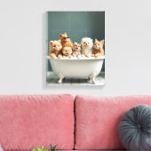 Grappige dieren in bad canvas afdruk (Insitu (Woonkamer))