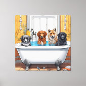 Grappige dieren in bad canvas afdruk (Voorkant)