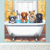 Grappige dieren in bad canvas afdruk (Insitu (Houten vloer))