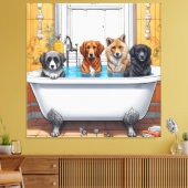 Grappige dieren in bad canvas afdruk (Insitu (Woonkamer))