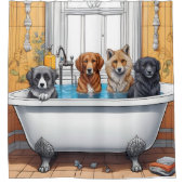 Grappige dieren in bad douchegordijn (Voorkant)