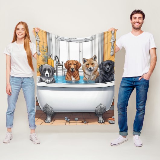 Grappige dieren in bad fleece deken (In situ)