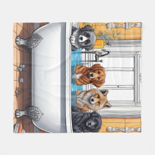 Grappige dieren in bad fleece deken (Voorkant (Horizontaal))