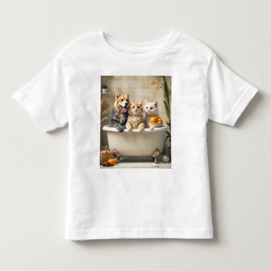 Grappige dieren in bad kinder shirts (Voorkant)