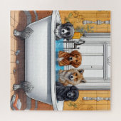 Grappige dieren in bad legpuzzel (Horizontaal)