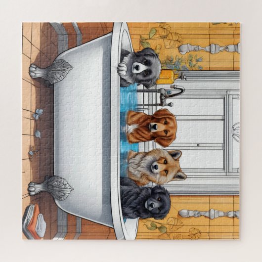 Grappige dieren in bad legpuzzel (Horizontaal)