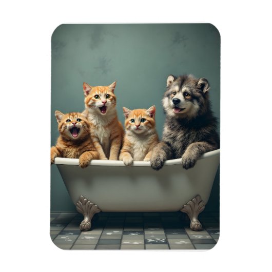 Grappige dieren in bad magneet (Verticaal)