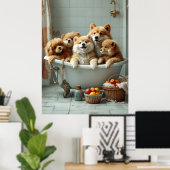 Grappige dieren in bad poster (Thuiskantoor)