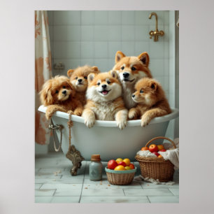 Grappige dieren in bad poster