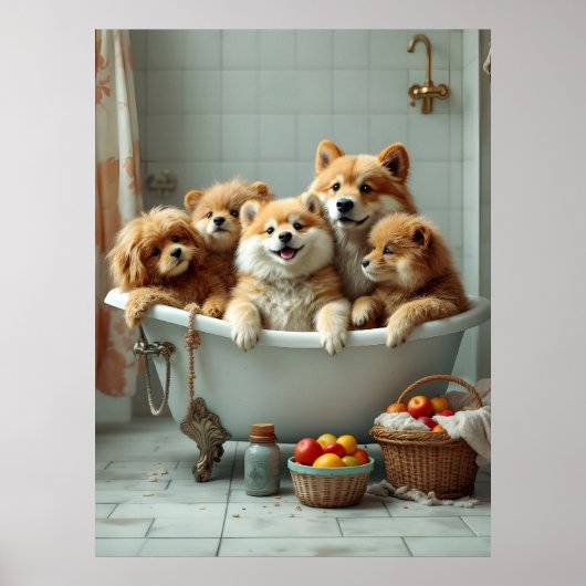 Grappige dieren in bad poster (Voorkant)