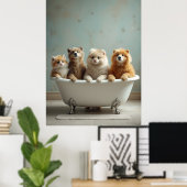 Grappige dieren in bad poster (Thuiskantoor)