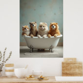 Grappige dieren in bad poster (Keuken)