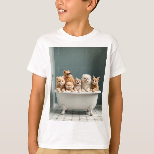 Grappige dieren in bad t-shirt (Voorkant)