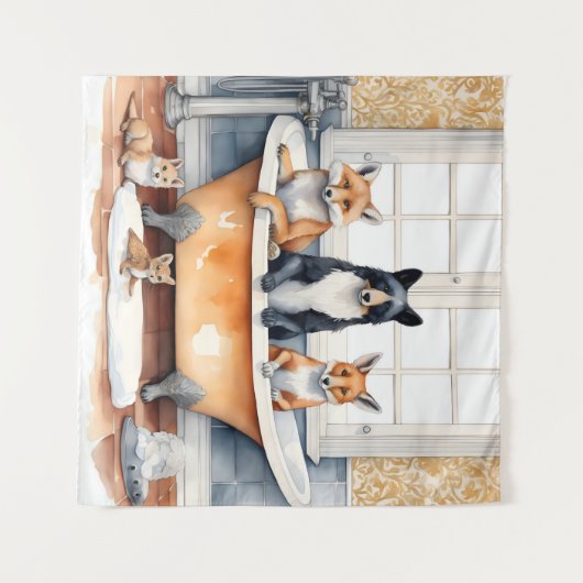 Grappige dieren in bad wandkleed (Voorkant (horizontaal))