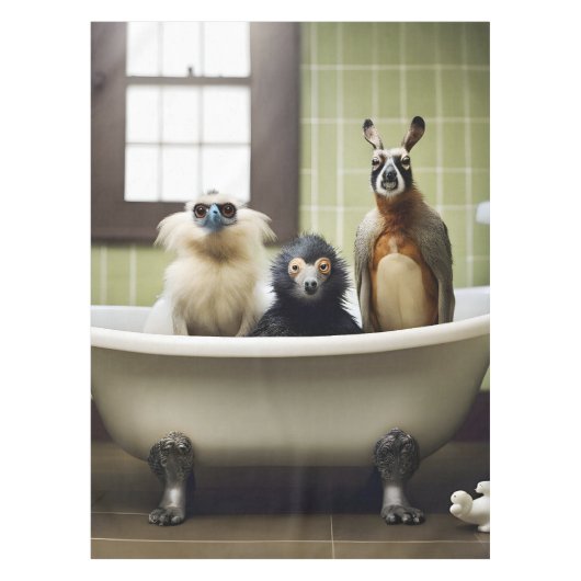 Grappige dieren in badkamer tafelkleed (Voorkant)