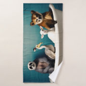 Grappige dieren in de badkamer badhanddoek (Badhanddoek)