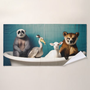 Grappige dieren in de badkamer badhanddoek