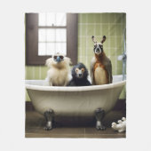Grappige dieren in de badkamer fleece deken (Voorkant)