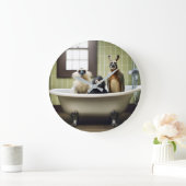Grappige dieren in de badkamer grote klok (Huis)