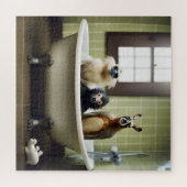 Grappige dieren in de badkamer legpuzzel (Horizontaal)