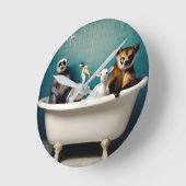 Grappige dieren in de badkamer ronde klok (Hoek)