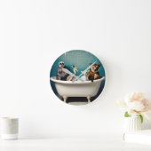 Grappige dieren in de badkamer ronde klok (Huis)