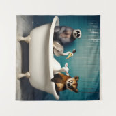 Grappige dieren in de badkamer wandkleed (Voorkant (horizontaal))