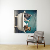 Grappige dieren in de badkamer wandkleed (In Situ (horizontaal))