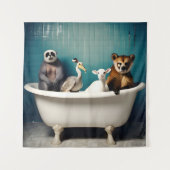 Grappige dieren in de badkamer wandkleed (Voorkant)