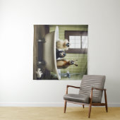 Grappige dieren in de badkamer wandkleed (In Situ (horizontaal))