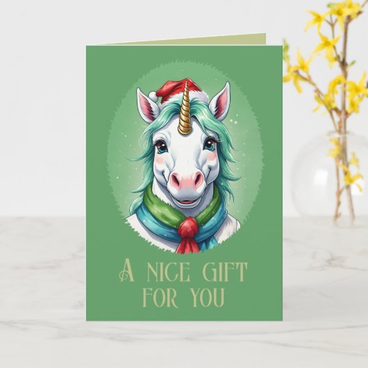 Grappige dieren Kerstfavorieten - Eenhoorn 1 Kaart (Gele Bloem)