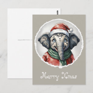 Grappige dieren Kerstfavorieten - Elephant 2 Briefkaart