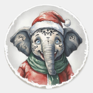 Grappige dieren Kerstfavorieten - Elephant 2 Ronde Sticker