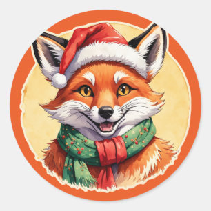 Grappige dieren Kerstfavorieten - FOX 1 Ronde Sticker