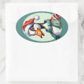 Grappige dieren Kerstfavorieten - Goose 3 Ovale Sticker (Tas)